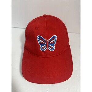 Butterfly Embroidered Patriotic Hat Cap Red White Blue Strapback
